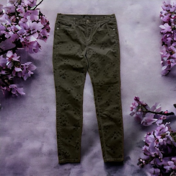 Ann Taylor The Skinny Grey w/Dark Grey Floral Print Pants/Jegging - Picture 1 of 13